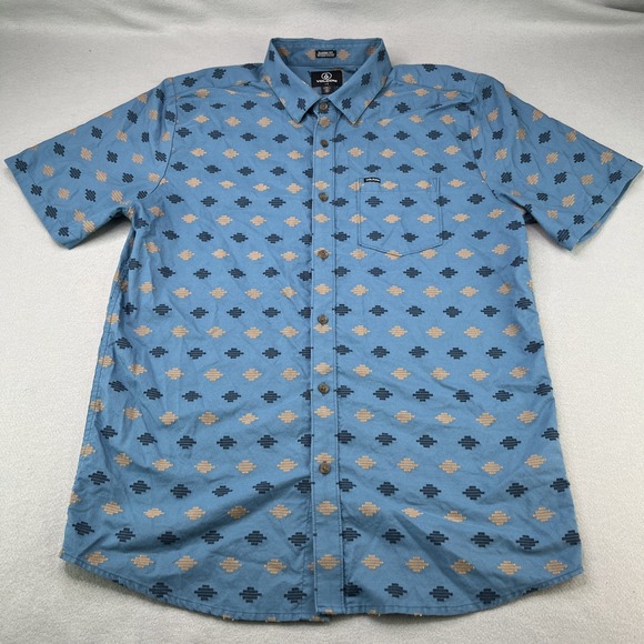 Volcom Other - Volcom Men's Sz Large Woven Classic Fit Blue Casual Short Sleeve Button Up